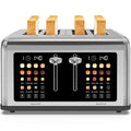 4 Slice Toaster Touch Screen, Stainless Steel Toasters Digital Timer, Dual Control Panel Toasters, 8 Shade Settings 6 Bread Types for Bagel, Cancel, Defrost 1650W Silver