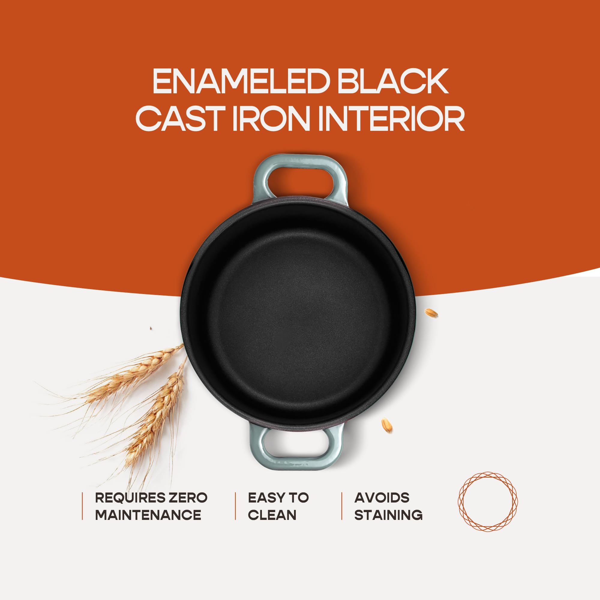 Enameled Cast Iron Dutch Oven for Sourdough Bread Baking | 6 Quart Round Pot with Lid | 10 Inch Ceramic Enamel Thick Coated Cookware with Non Stick Silicone Baking Mat for Cooking | 6 Qt | Sea Salt