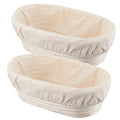 Dimpola Banneton Bread Proofing Basket Banneton Basket Set Sourdough Proofing Basket Round Proofing Bowls Handmade Rattan Baskets and Liners (Oval 10 inch set of 2)