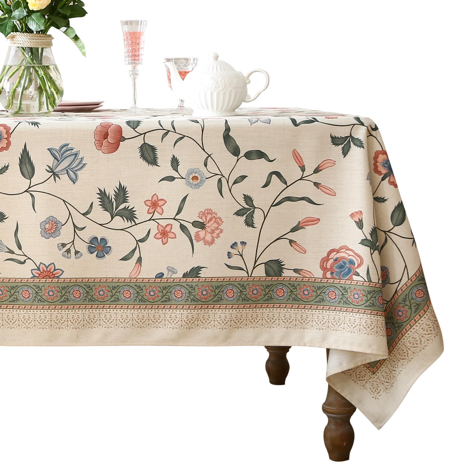 ISAENNE Designer French Linen Tablecloth Rectangular,71"x55"-Daffy
