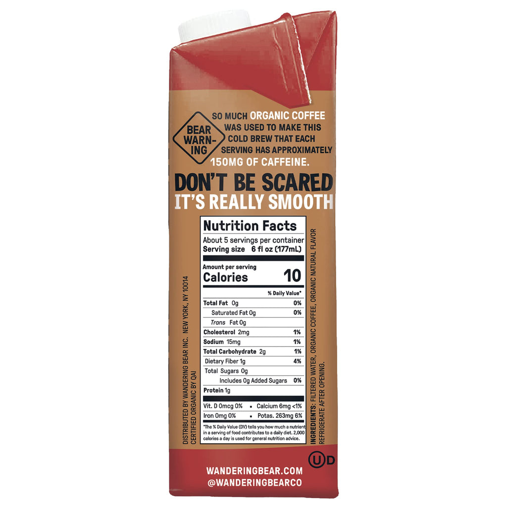 Wandering Bear Organic Cold Brew Coffee Variety 3 Pack - 32 fl oz Each