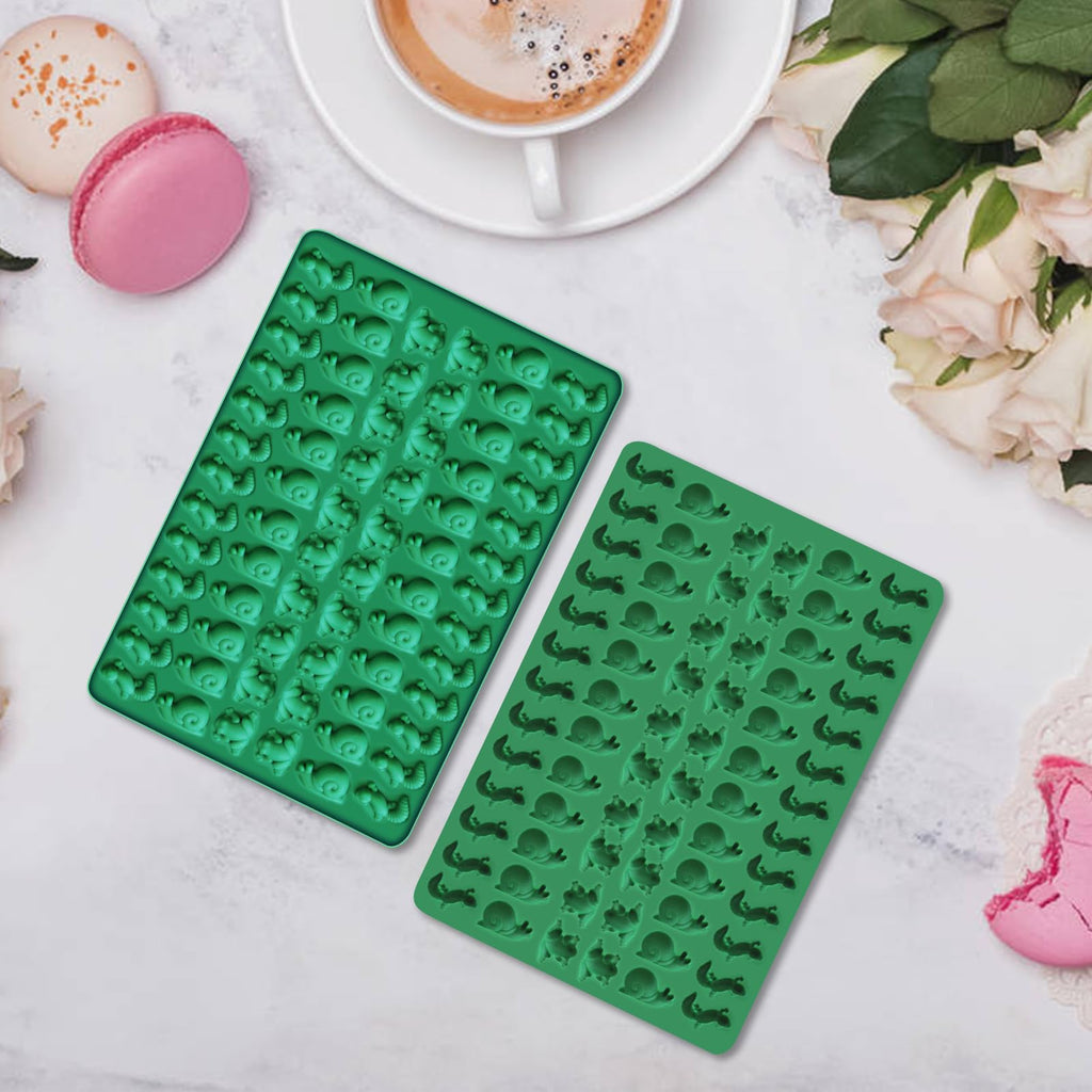 2 PCS Animal Silicone Molds, 104 Cavity Frog, Lizard, Snails Shaped Mini Silicone Molds for Baking Biscuits, Cookie,Candy, Chocolate, Jelly,Ice Cube,Pet Dog Treats Mold