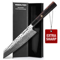 WEERLTEM Kiritsuke Chef Knife 8 Inch, Hand-forged 67-Layer VG10 High Carbon Steel Japanese Damascus Chef Knife, Ultra Sharp Hammered Damascus Chef Knife with Octagonal Ebony Handle & Gift Box