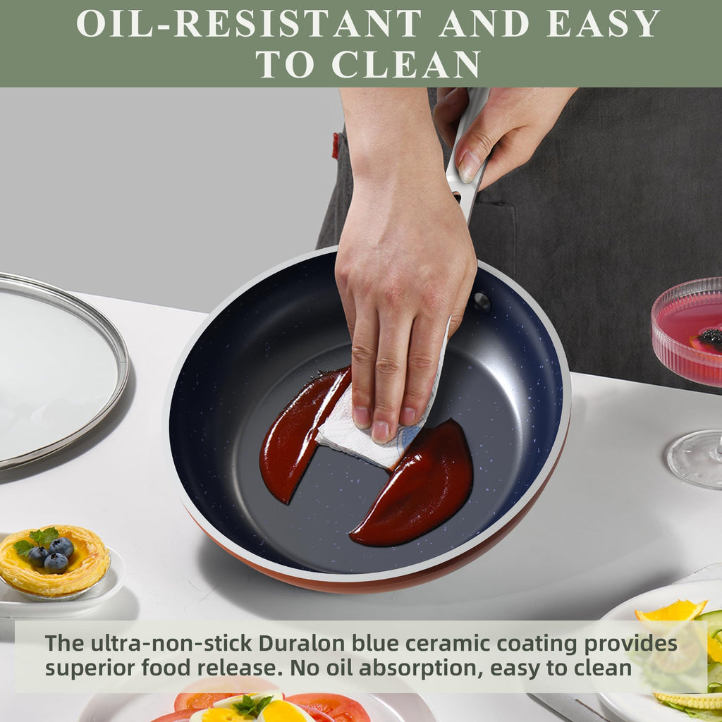 Nuwave Healthy Duralon Blue Ceramic Nonstick Cookware Set, PFAS Free