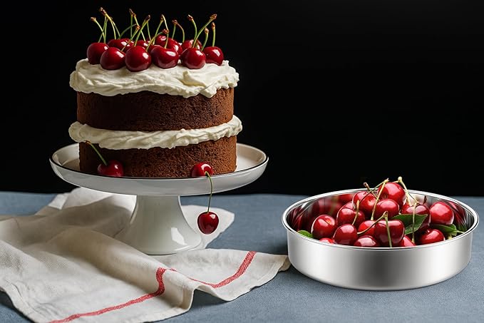 Leonyo 6 Inch Small Cake Pans Round Set of 3, Stainless Steel Smash 6Inch Round Cake Pan Tins Set for Baking, Metal Circle Layer Tin for Birthday Wedding Party, Dishwasher Oven Safe