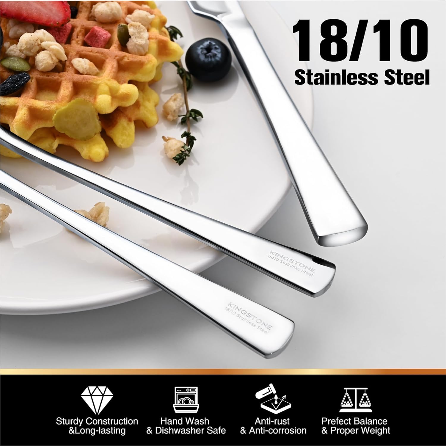 65 Piece Silverware Set for 12 with Serving Utensils, 18/10 Stainless Steel
