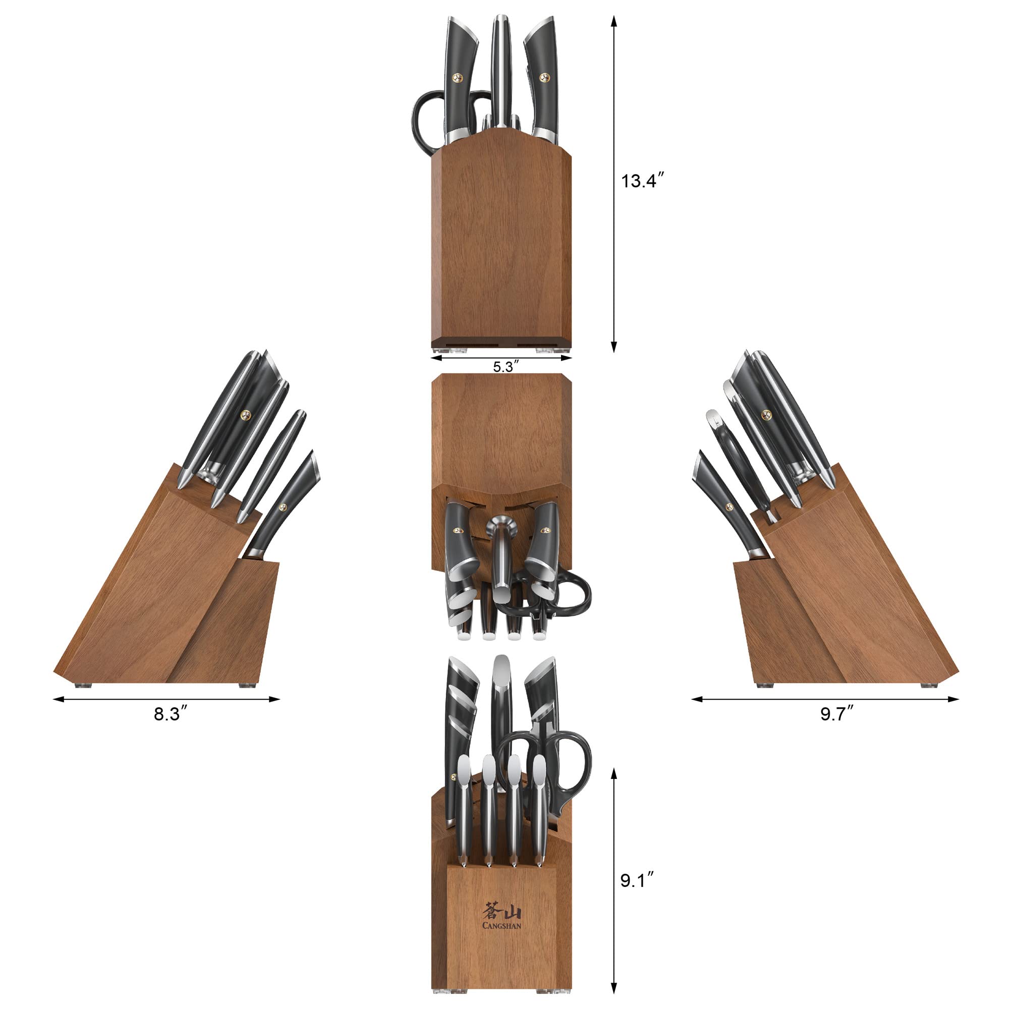 Cangshan ELBERT Series German Steel Forged Knife Block Sets (12-Piece, Black)