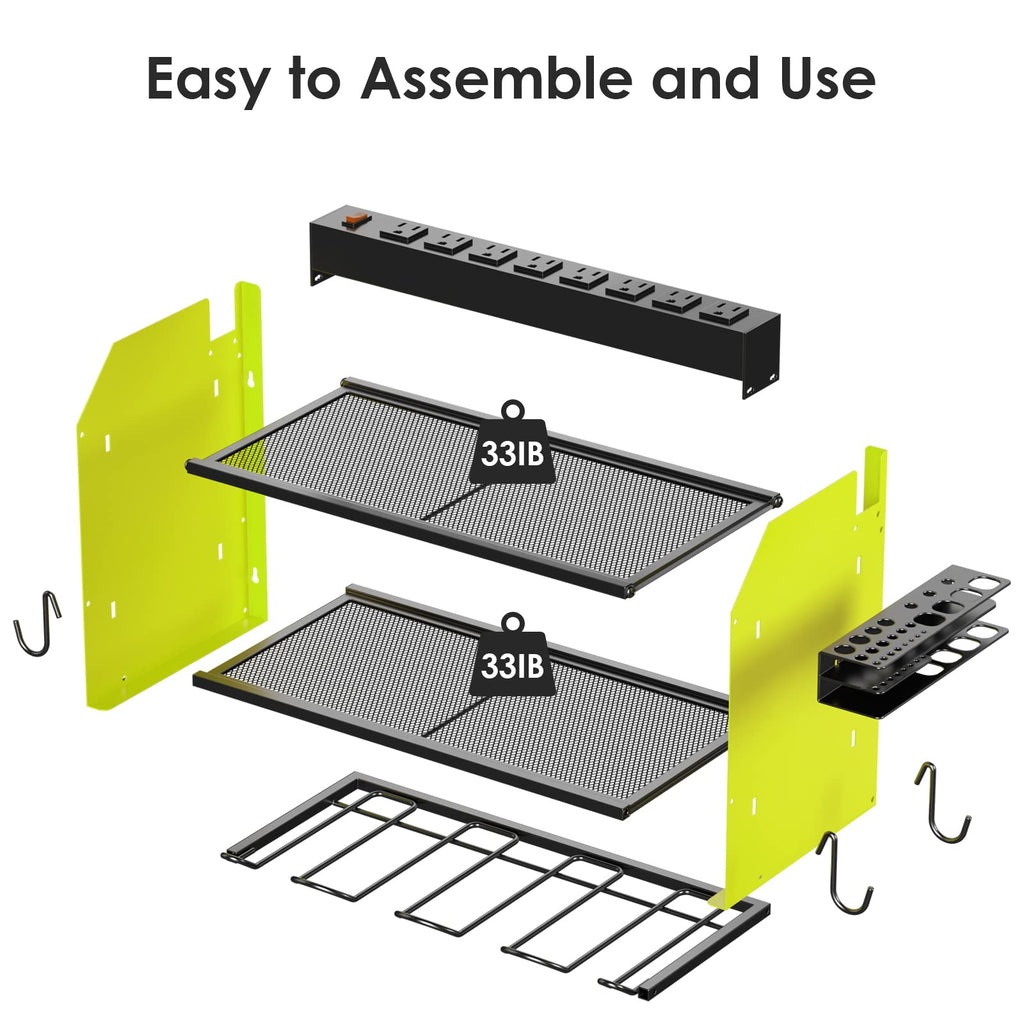 CCCEI Wall Mount Modular Tool Charging Organizer, Green, 2 Pack, 3 Tier.