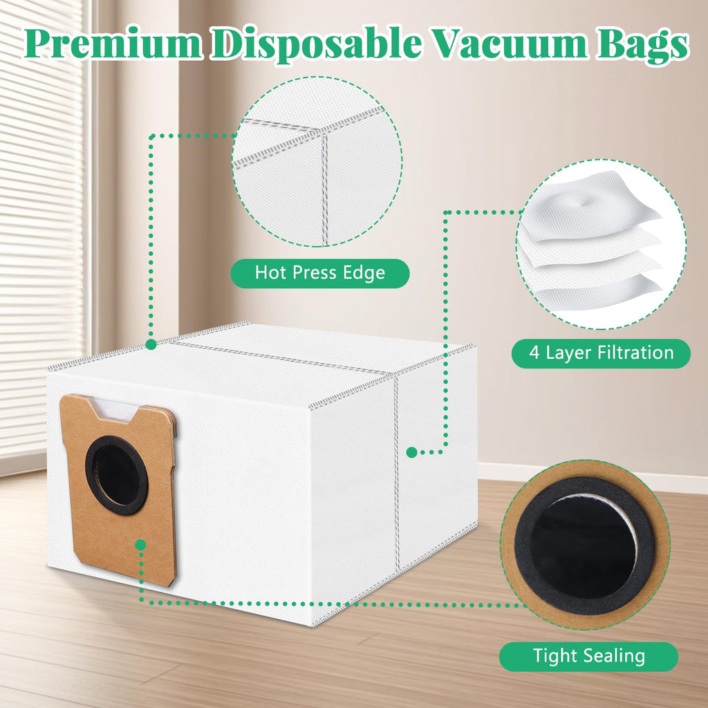 12 Pack Dust Bags Compatible with Eufy Omni C20, C10 Robot Vacuum, 4-Layer Replacement Disposable Bags with Activated Carbon Layer