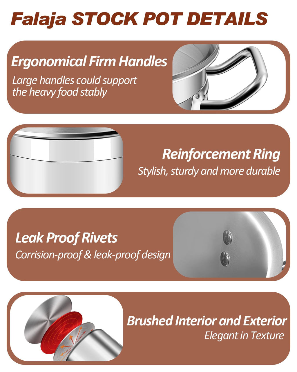 24 Quart Stainless Steel Stock Pot with Lid – Heavy Duty Cooking Pot for Soup, Stew, Pasta – Induction Compatible, Dishwasher Safe – Ideal for Home & Commercial Use