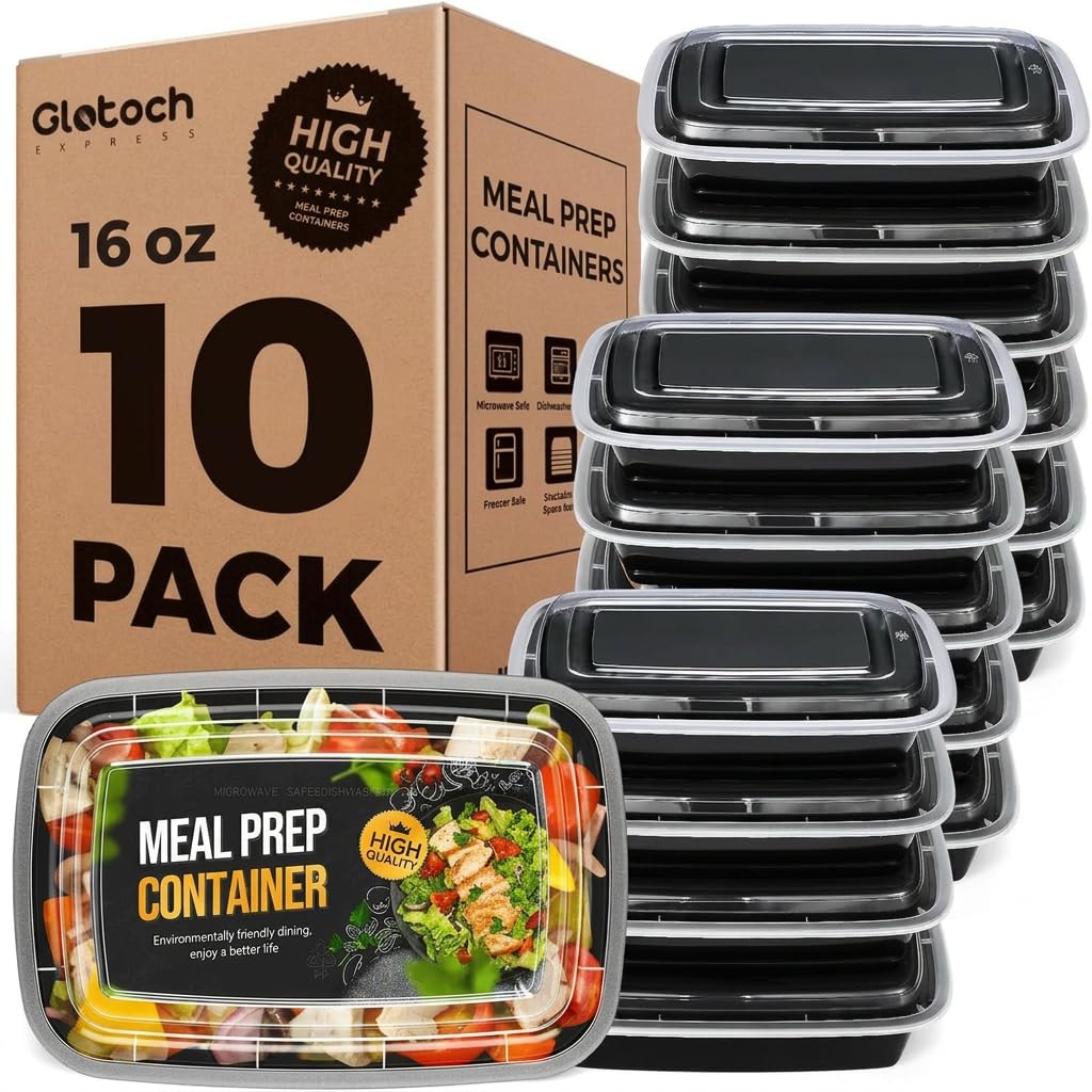 Glotoch Meal Prep Containers with Lids, 16 oz, 10 Pack (20-Piece)