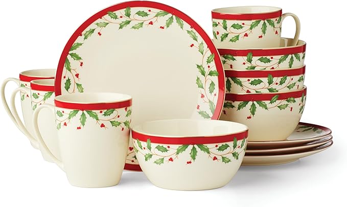 Lenox 893491 Holiday 6-Piece Accent Plate Set, Christmas Dinnerware, Hosting