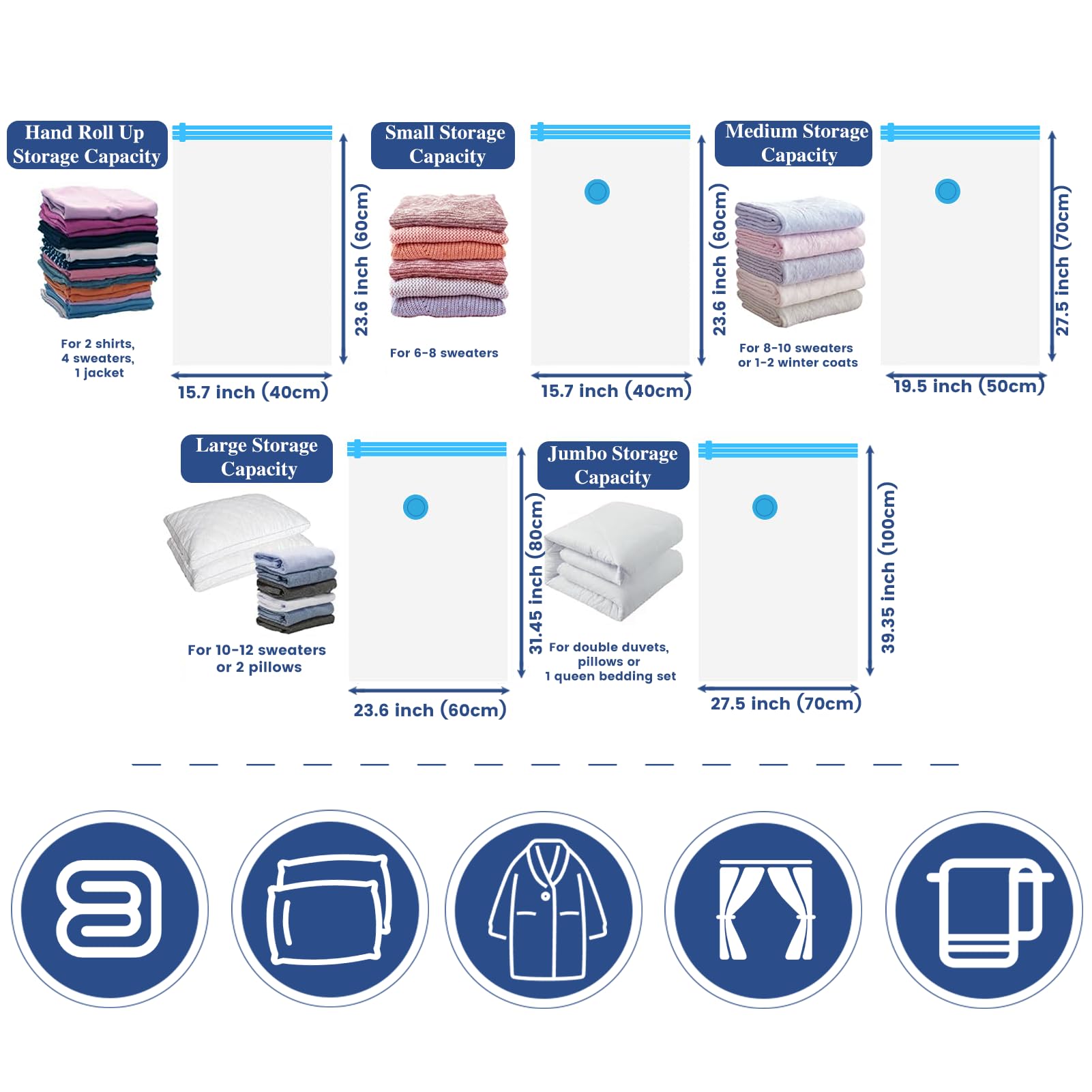 Vacuum Storage Bags, 10 Jumbo Space Saver Bags Compression for Comforters, Bedding and Blankets, Vacuum Sealed Bags Clothes Storage Travel Essentials