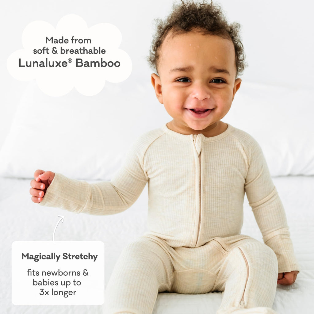 Little Sleepies Baby Pajamas, Heather Oatmeal, 3-6M