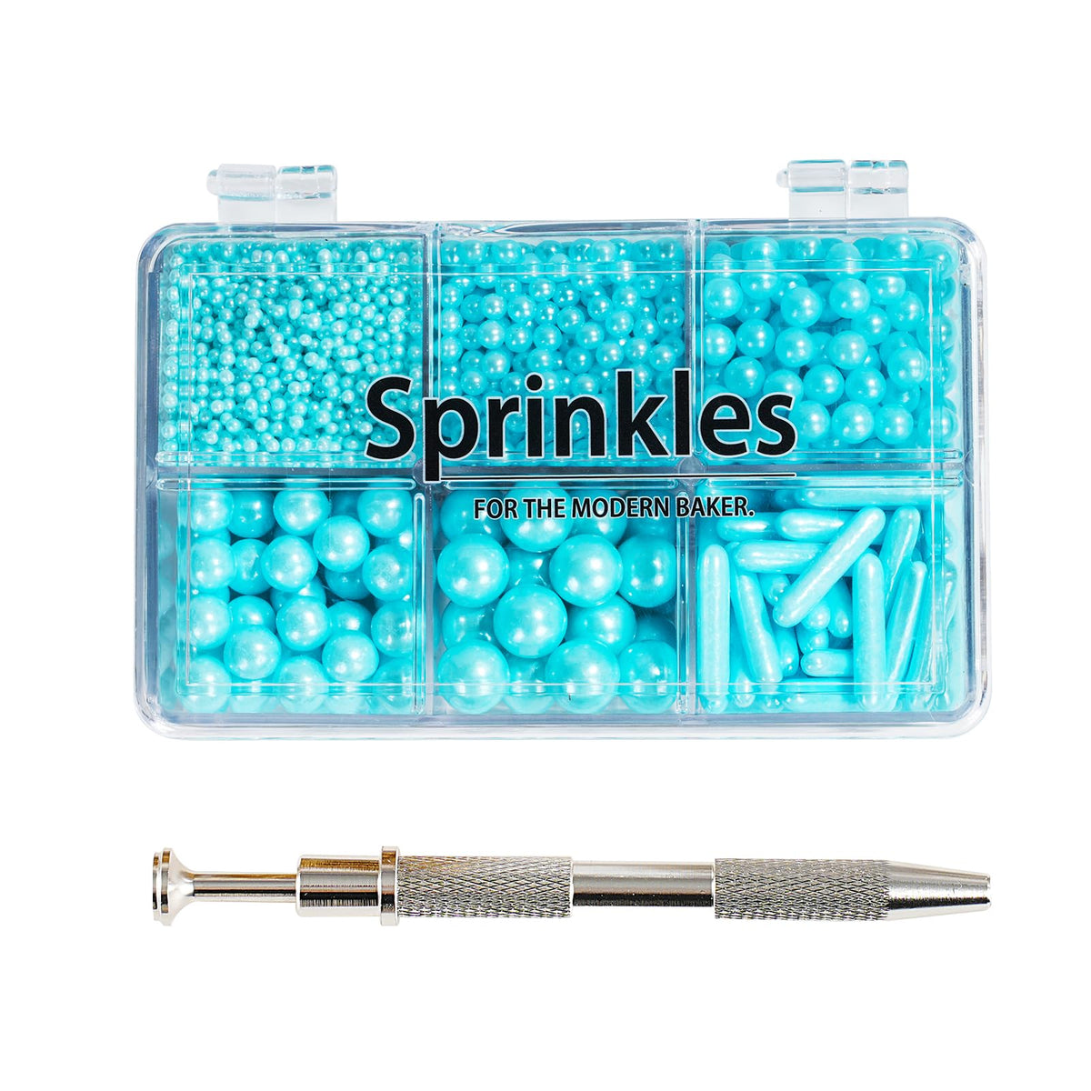 Kasvan Blue Mix Sugar Sprinkles - Edible Candy Pearls with 4-Claw Sprinkle Pen,118g/4.16 Oz, Gift Box Pack, Baking Cake Decorations, Ice Cream Toppings and Cookie Decorating (Blue)