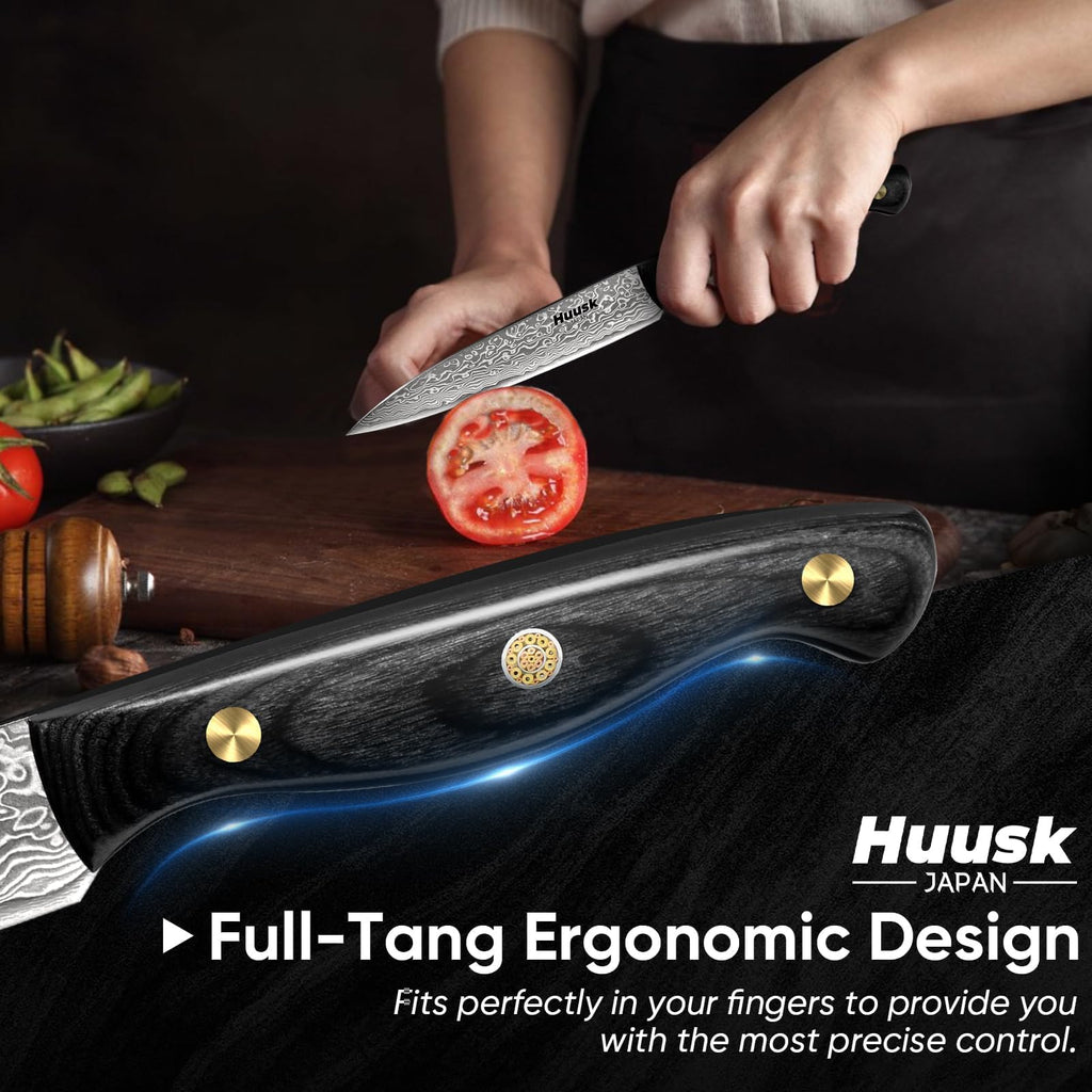 Huusk Damascus Chef Knife Set 3 PCS - Santoku Knives Set