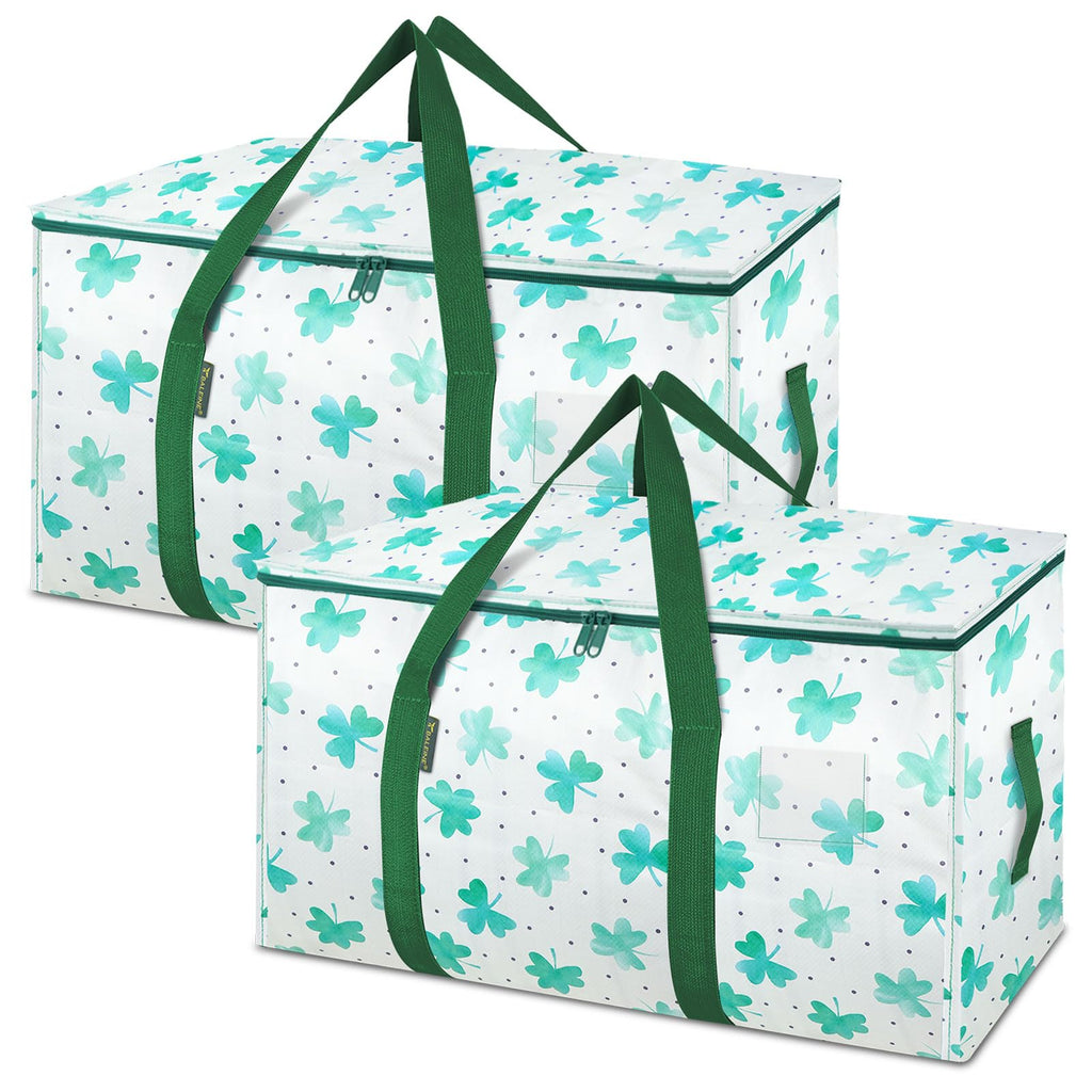 BALEINE 2-Pack Oversized Moving Bags with Reinforced Handles, Heavy-Duty Storage Tote for Clothes, Moving Supplies (Clover, 2-Pack)