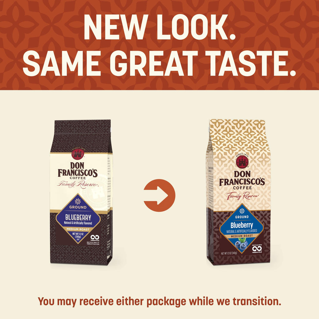 Don Francisco's Blueberry Ground Coffee, Medium Roast – 100% Arabica, Flavored Coffee, 3-Pack of 12 oz Bags