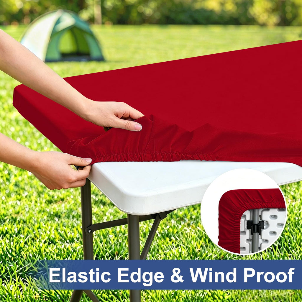 homing Rectangle Table Cloth Cover 8 Foot Red Elastic Fitted Tablecloth