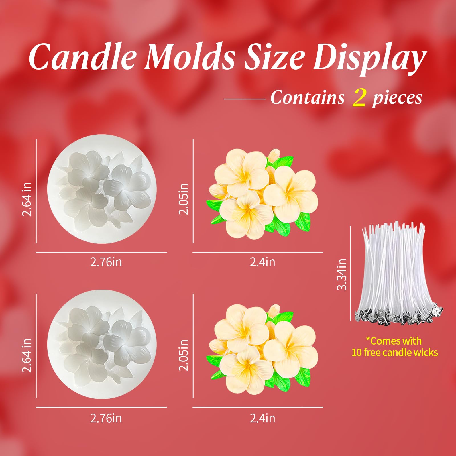 MGLIFEUL 2Pcs Frangipani Flower Candle Wax molds Silicone Shapes for Wax Candles Making Valentine Flower Silicone Large Candle Wax Making molds for Candles moldes de silicona Flores para velas