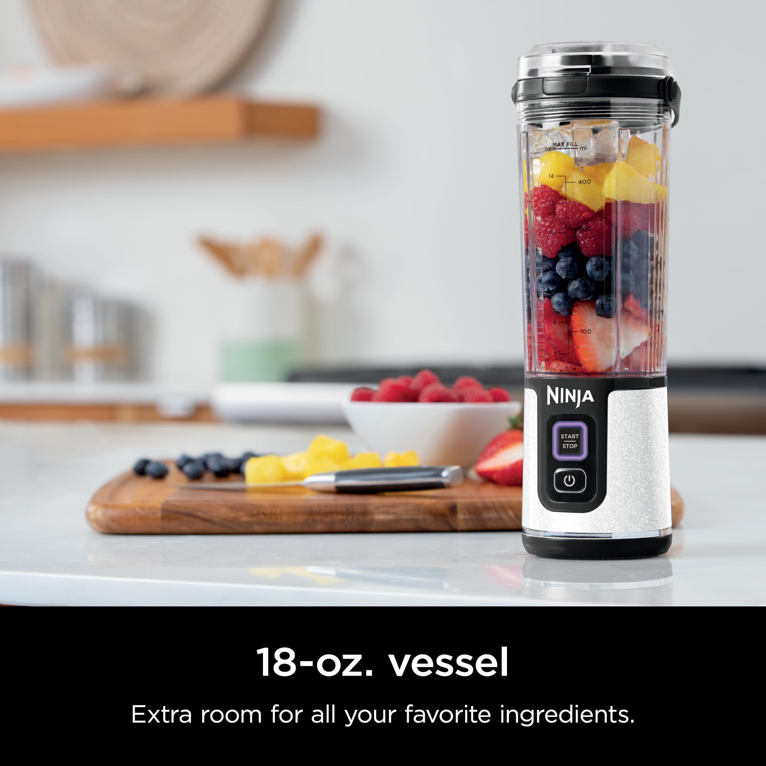 Ninja Blast Portable Blender, Cordless,18oz Vessel, White Glitter, BC152GL