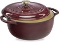 Best Choice Products 6 Quart Enamel Cast-Iron Round Dutch Oven, Family Style Heavy-Duty Pre-Seasoned Cookware for Home, Kitchen, Dining Room, Oven Safe w/Lid, Dual Handles - Cabernet Red