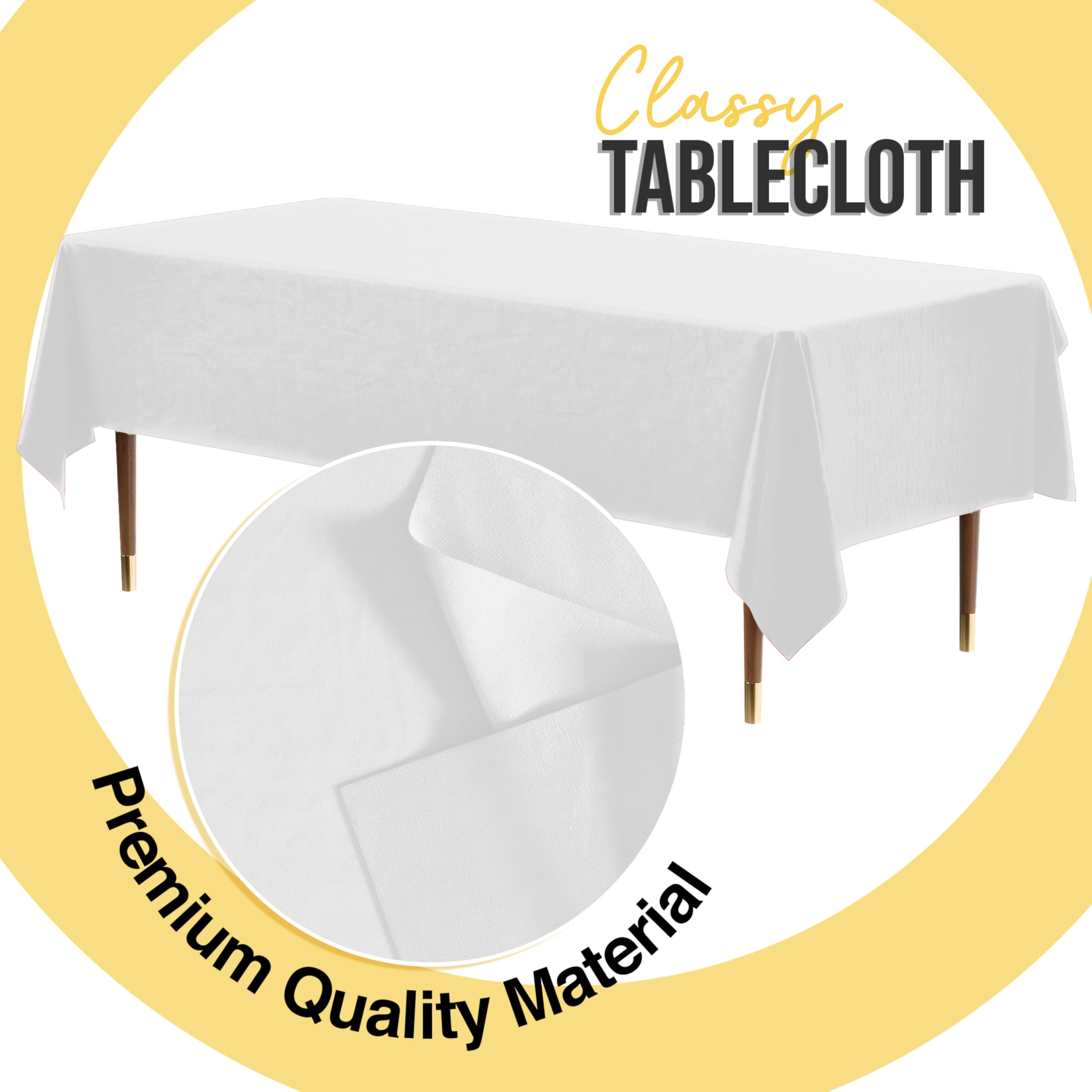 Exquisite 66% Thicker Premium Plastic Table Cloth Rectangle Table Cover 0.5 Mil 12 Pack White Table Cloth 54 Inch x 108 Inch Disposable Tablecloth Won't Tear Easily Like Cheap Thin Brands