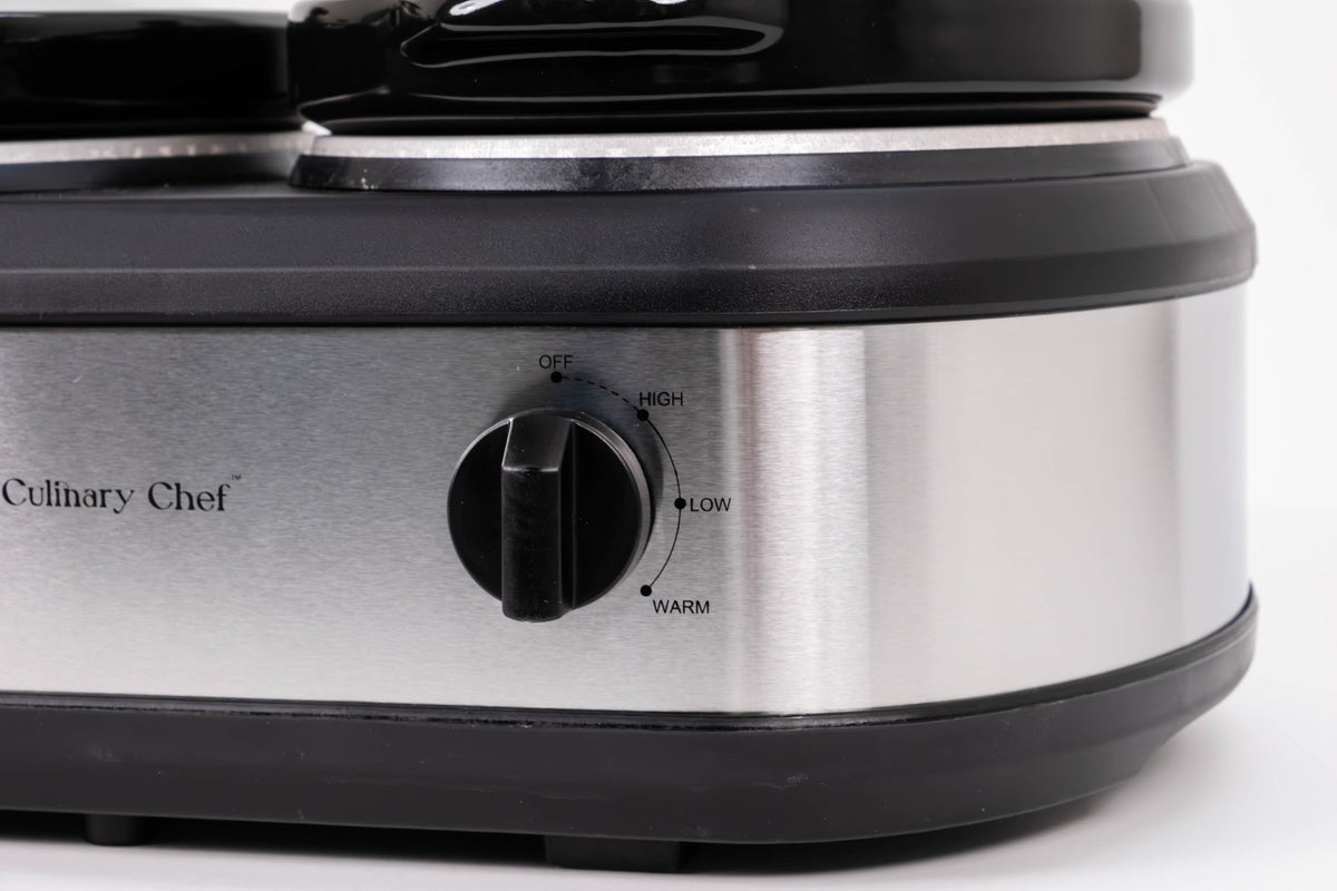 CULINARY CHEF, Triple Slow Cooker, Buffet Server 2.5qt x 3 Pot, Food Warmer – Stainless