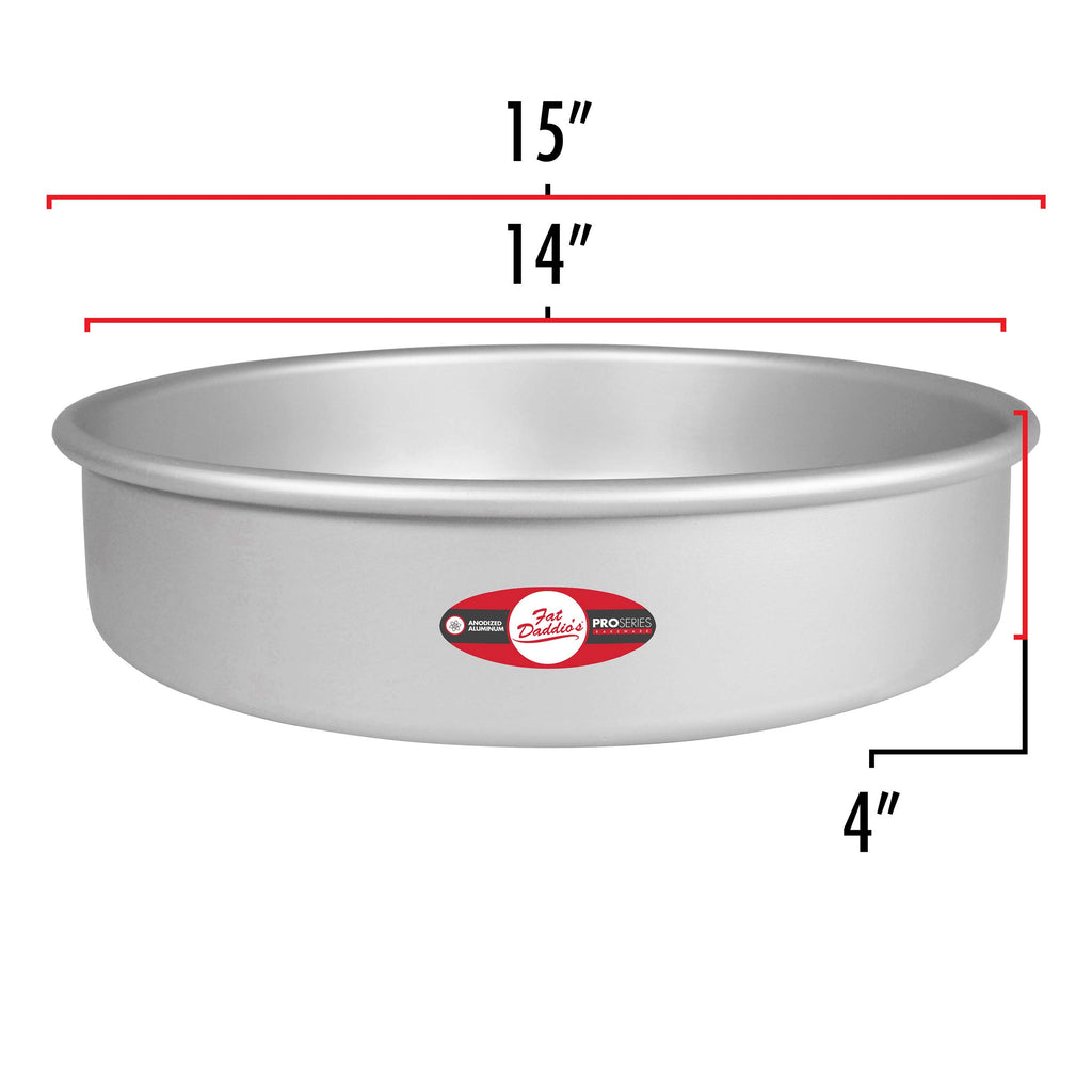 Fat Daddio's PRD-144 Round Cake Pan, 14 x 4 Inch, Silver