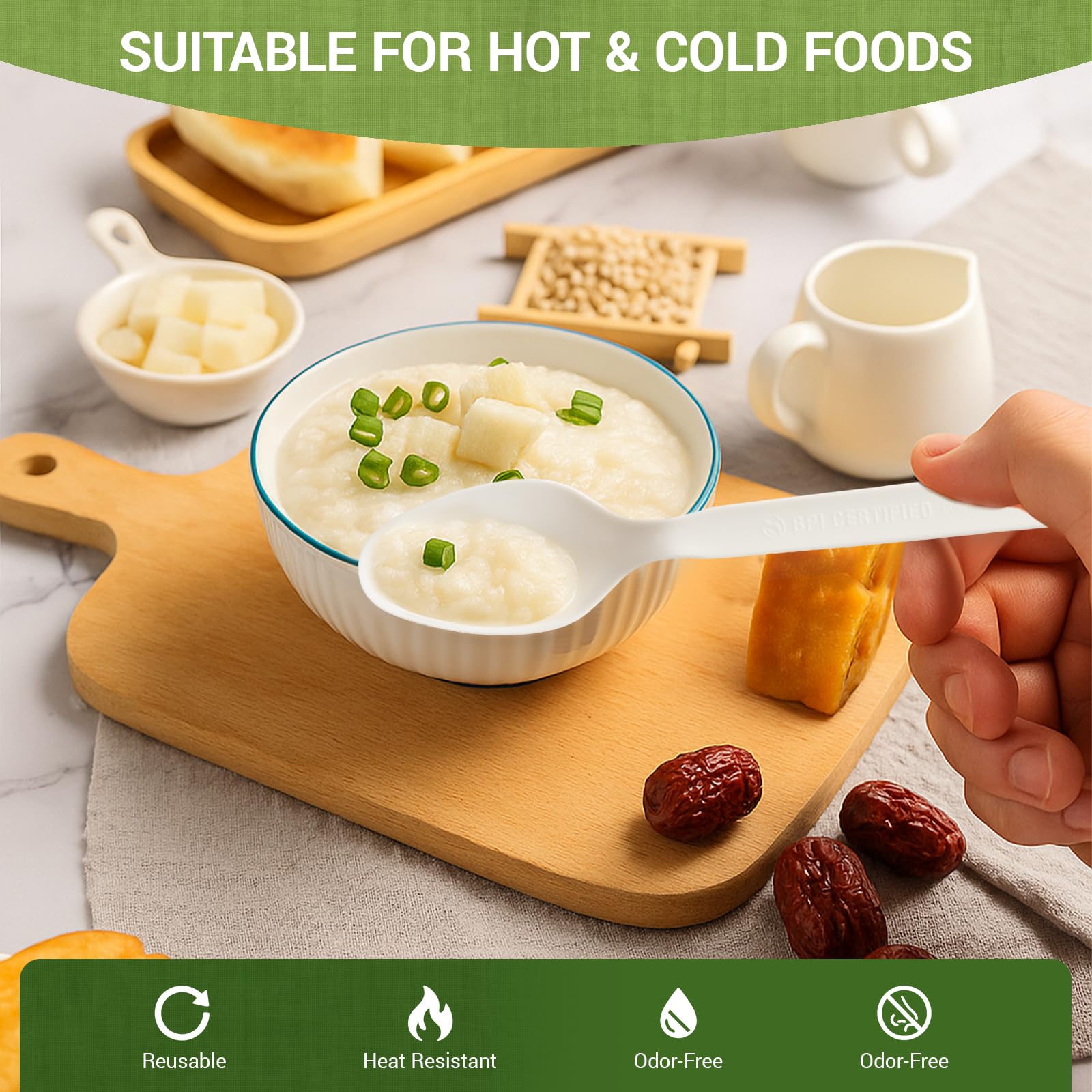 Degralight [500 Pcs] Compostable Spoons Bulk Biodegradable Utensils BPI Certified Disposable Spoons Alternative to Plastic Spoons for Daily, Party & Camping Restaurant