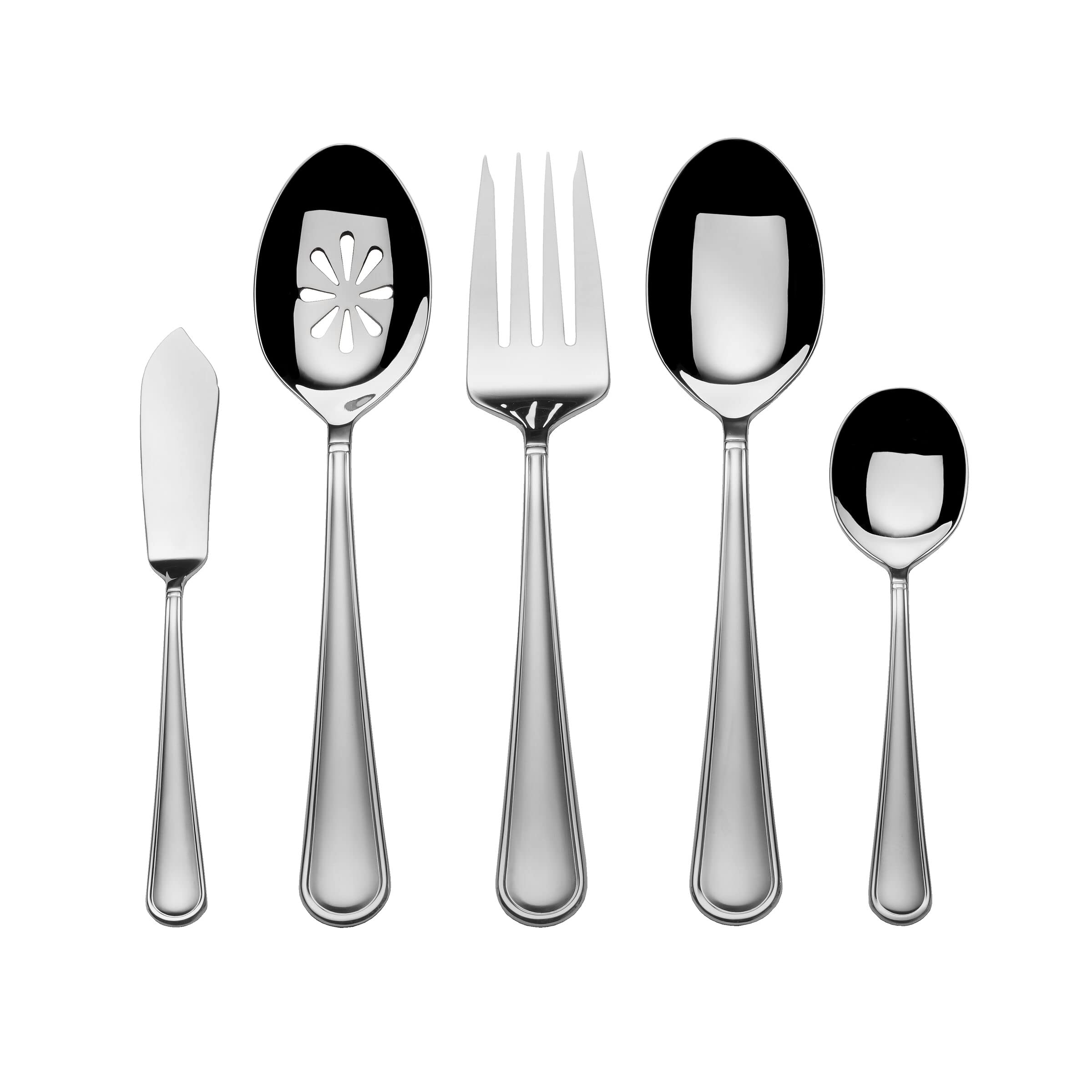 Mikasa, Virtuoso Frost Flatware Service for 12, 65 Piece Set, 18/10 Stainless Steel, Silverware Set with Serving Utensils