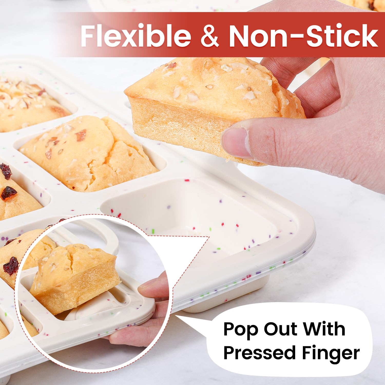 Silicone Mini Loaf Pan with Metal Frame, 12 Cups, Bread Silicone Molds