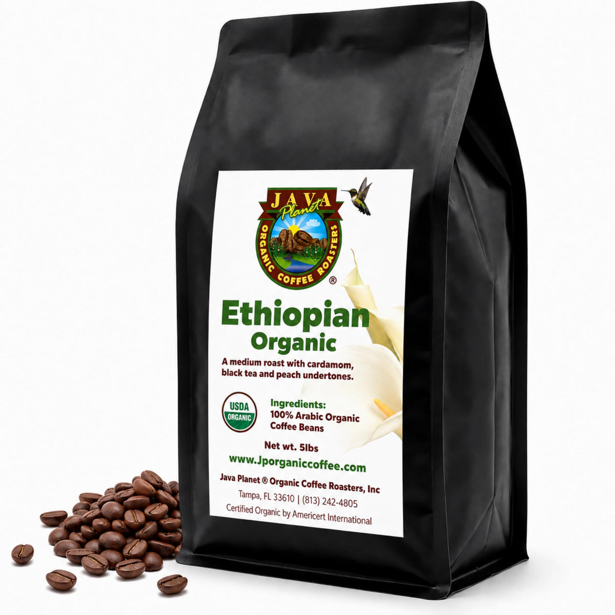 Java Planet Low Acid Organic Whole Bean Coffee, Papua New Guinea, 16 oz