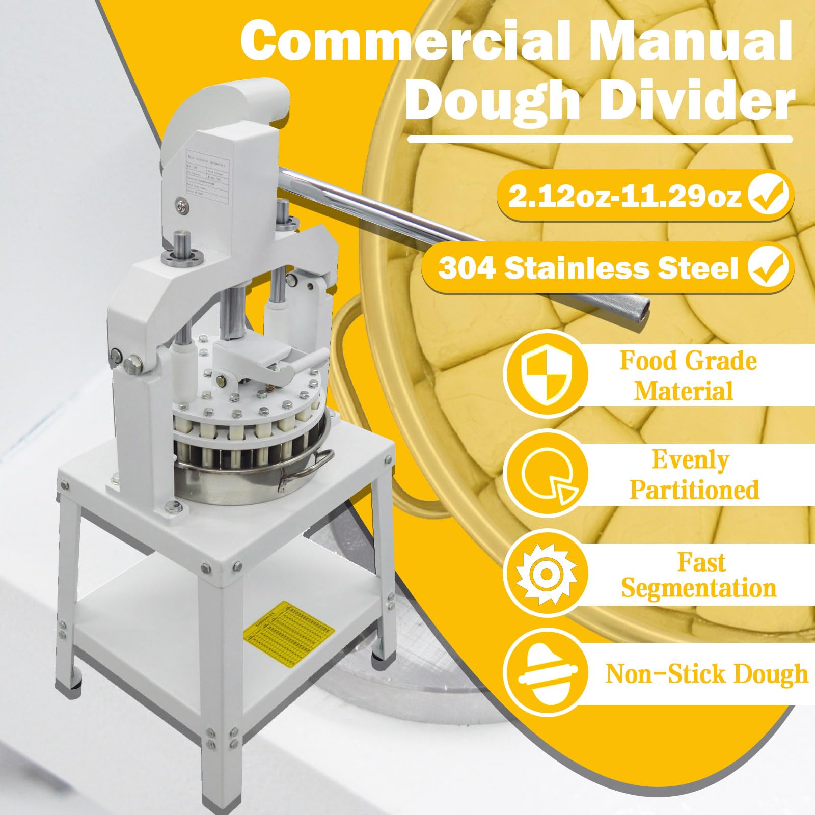 TECHTONGDA Commercial Dough Divider Rounder Machine Manual 18PCS Dough Cutter Hand Press Bread Bakery Dough Dividing Machine