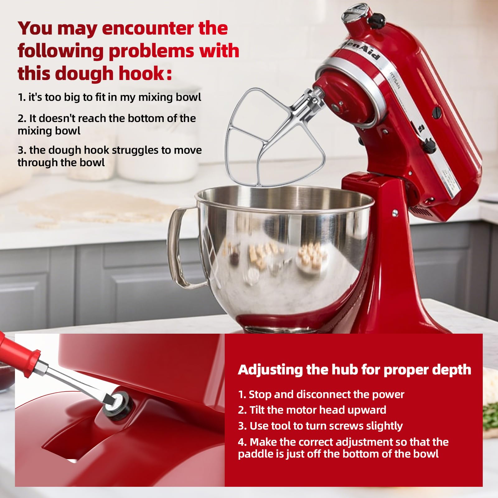 K45B Stainless Steel Flat Beater for Kitchenaid Tilt Head Stand Mixer, Polished Paddle Attachment for KitchenAid Mixer Attachments, Fits 4.5-5 Quart Models, Dishwasher Safe