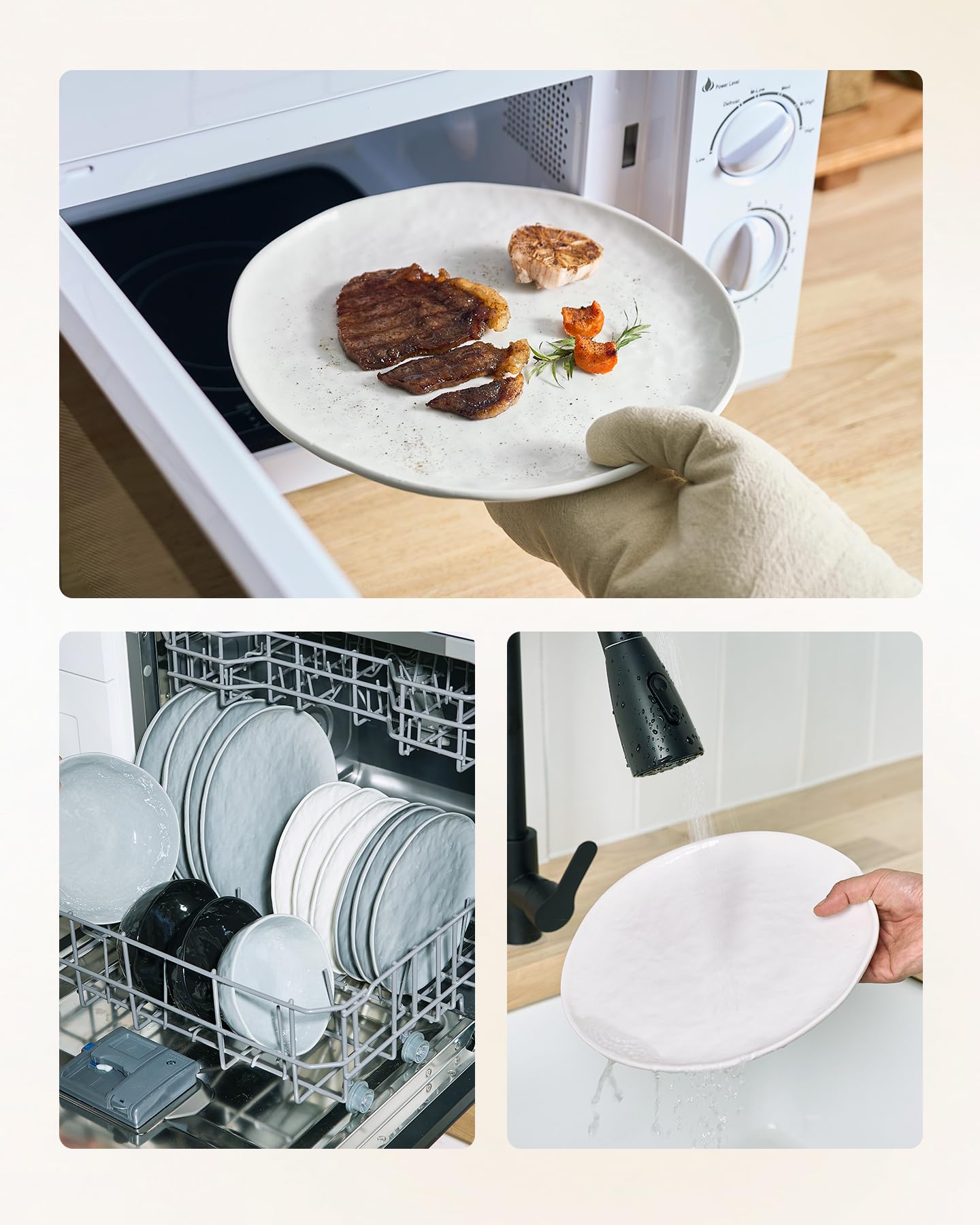 Famiware Porcelain Dinnerware Set for 6, 24-Piece, Polar White