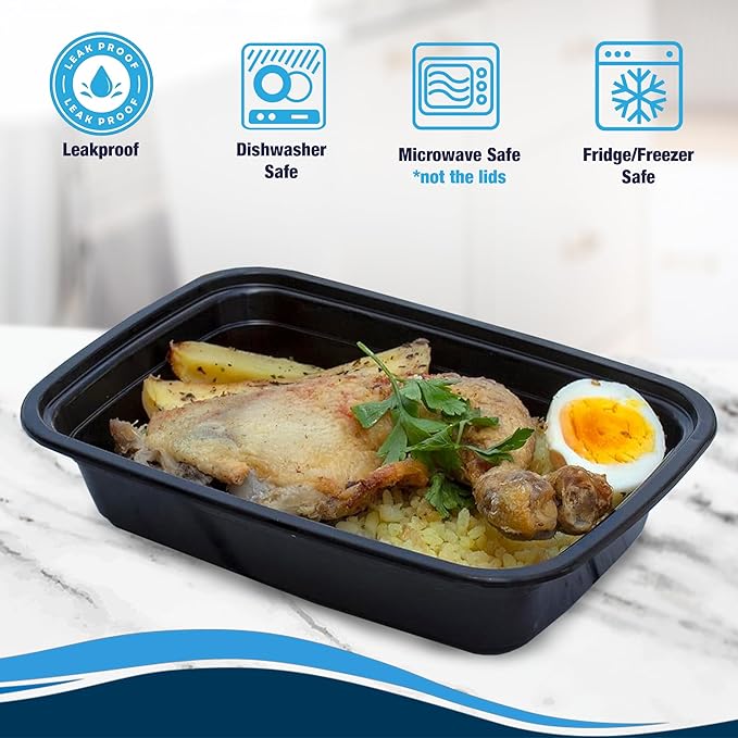 Ruthy's Outlet Meal Prep Containers W/Lids -Square Food Storage – BPA-Free| Stackable | Microwave | Freezer & Dishwasher Safe | Reusable Lunch Bento Box Portion Control & Planning (150 Pack, 16 oz)