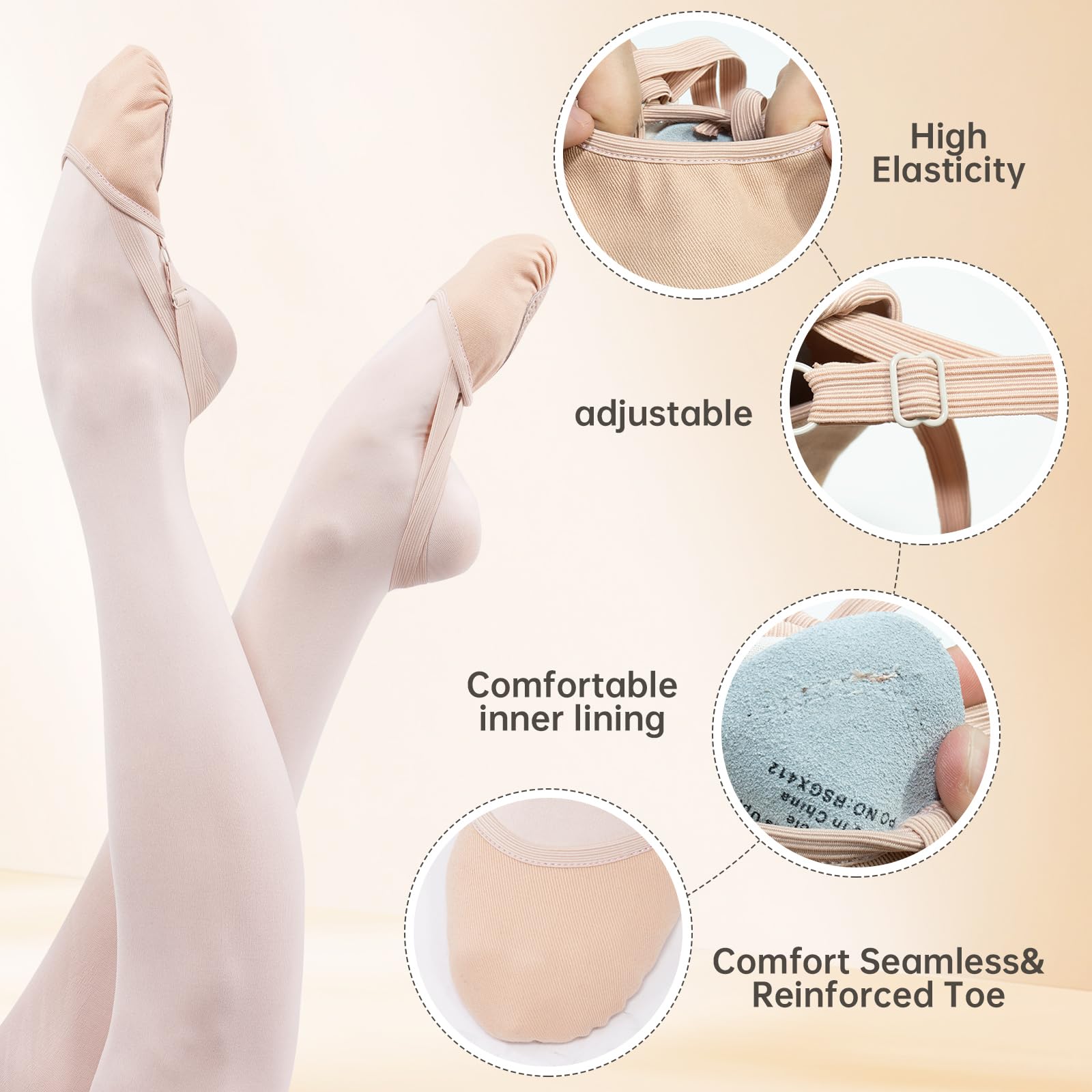 Caplancy Half Soles Dance Shoes for Women Girls Men Lyrical Pirouette Ballet Canvas Shoes Turners Dance Shoes for Contemporary (Girls/Boys) Toast S