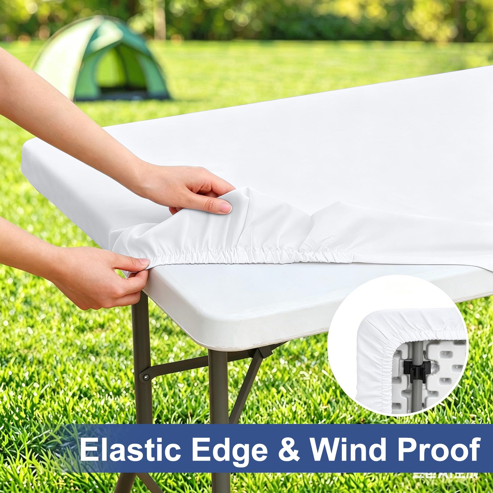 homing Rectangle Table Cloth Cover 6 Foot White Elastic Fitted Tablecloth