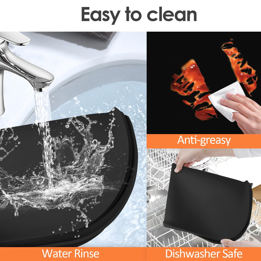 Silicone Coffee Maker Mat with Lip for Countertops, 24'' x 16'', Black