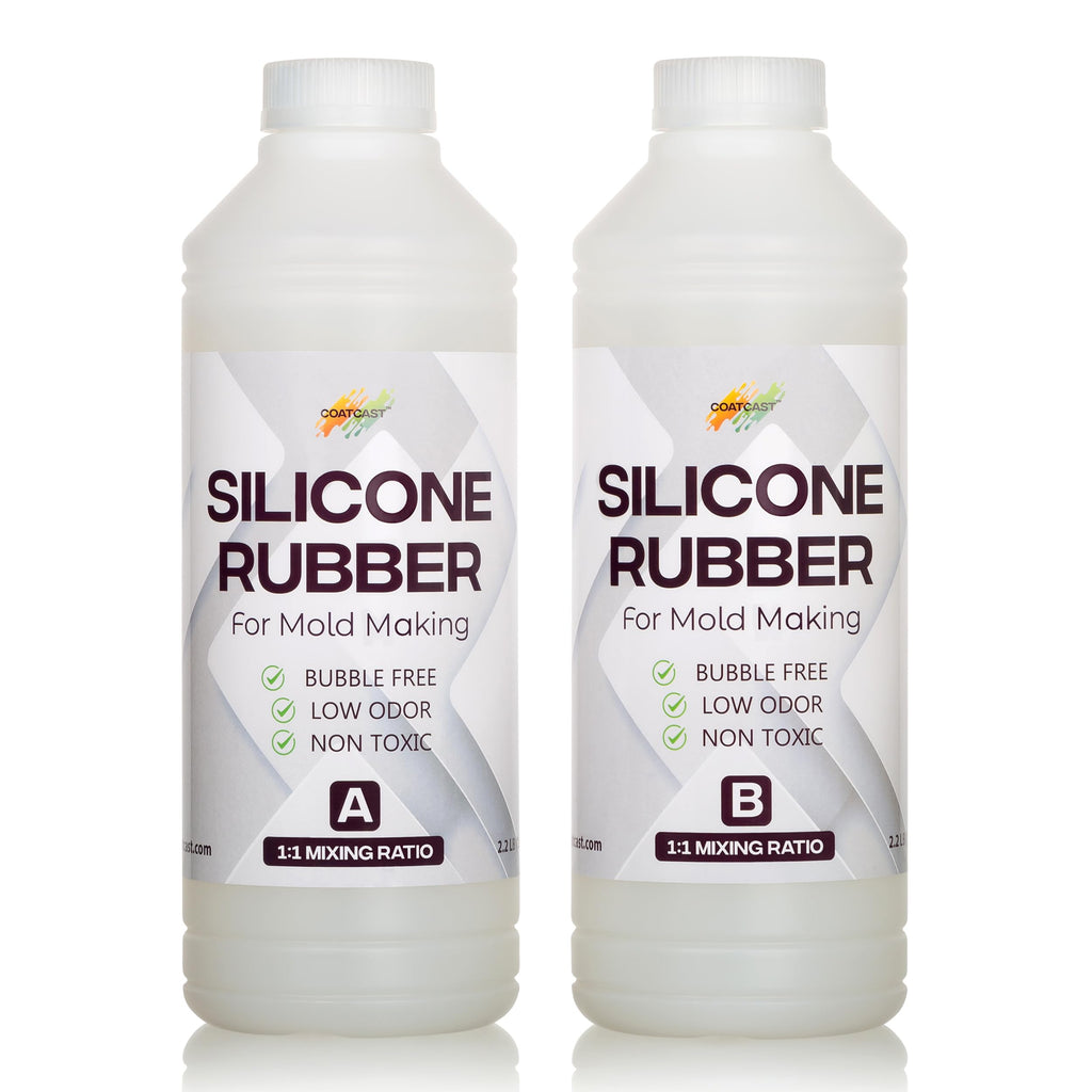 CoatCast Silicone Rubber Kit 18A for DIY Mold Making (70.4 oz) - Super Elastic, Translucent, Fast Cure, Non-Toxic, 1:1 Ratio Liquid Silicone for Resin and 3D Molds (4.4 Pounds)