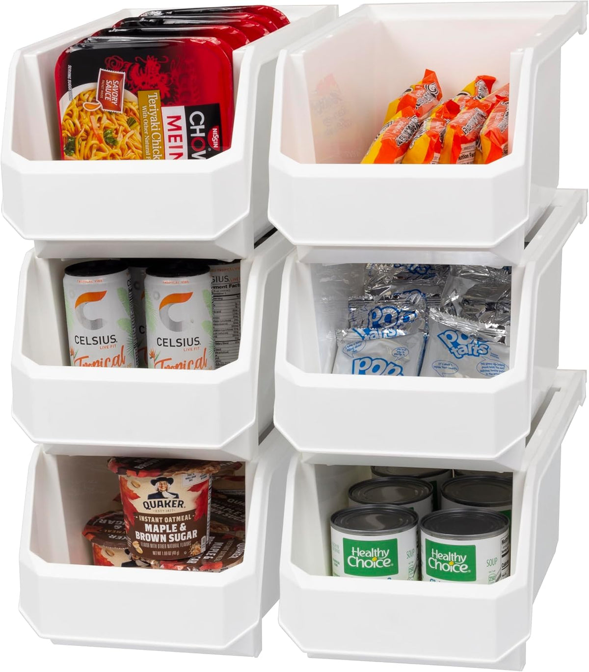 Akro-Mils ReadySpace Large Stackable Plastic Storage Bins, 6-Pack, Clear