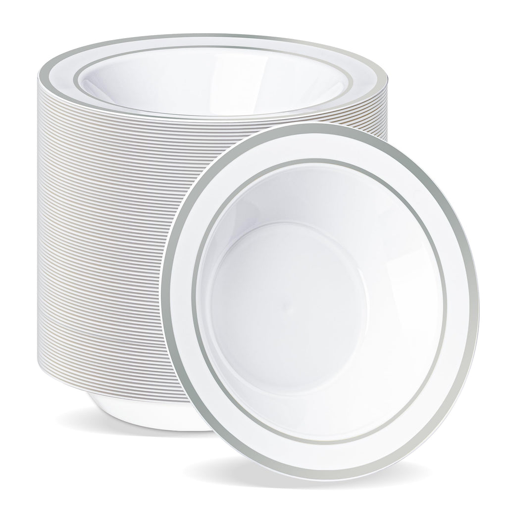 BESTVIP 100 Pack 12 oz Plastic Disposable Soup Bowls