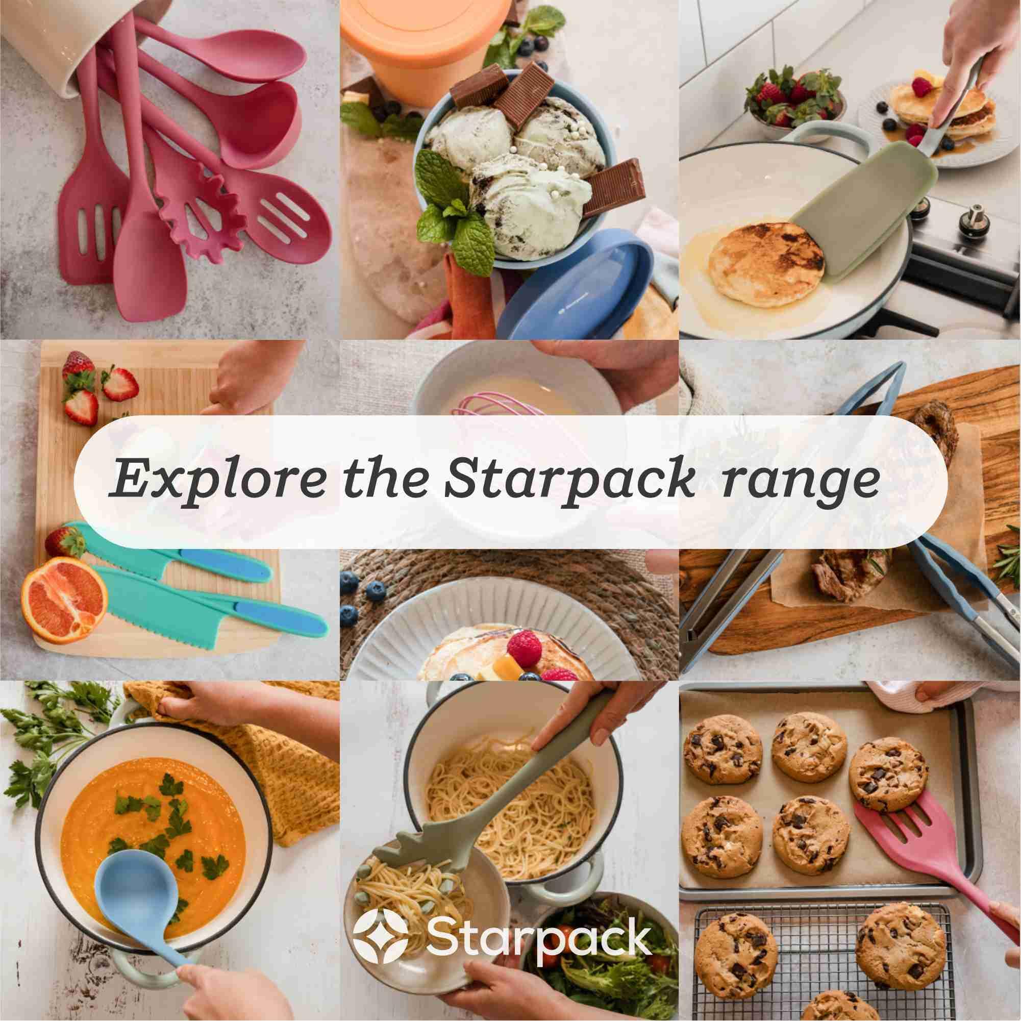 Starpack 'Scrape & Stir' Silicone Spatula (8.5 Inches) - Heat Resistant Spatula Set 600°F - Food Grade Kitchen Spatulas - Nonstick Baking and Cooking Spatula - LFGB Grade Rubber Spatula Set