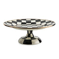 MACKENZIE-CHILDS Pedestal Platter, Small, Black-and-White Courtly Check