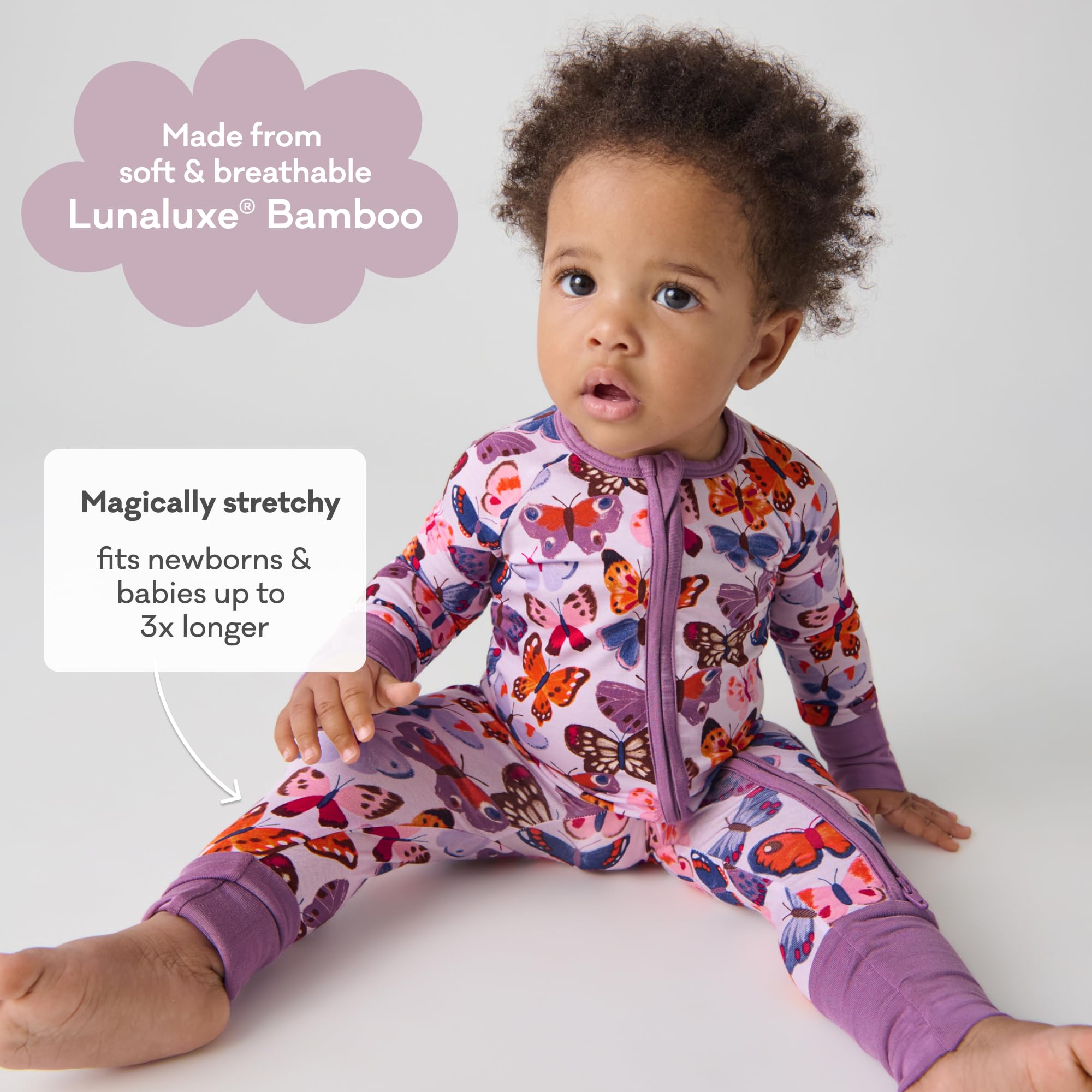 Little Sleepies Baby Pajamas, Butterfly Kisses, 0-3 months