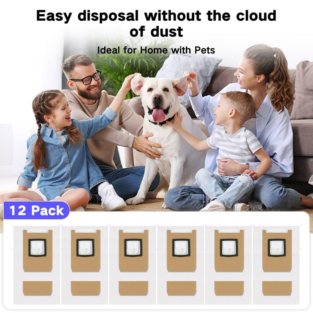 12 Pack Dust Bags for Eufy C28 OMNI, E28 OMNI, E25 OMNI Robot Vacuum