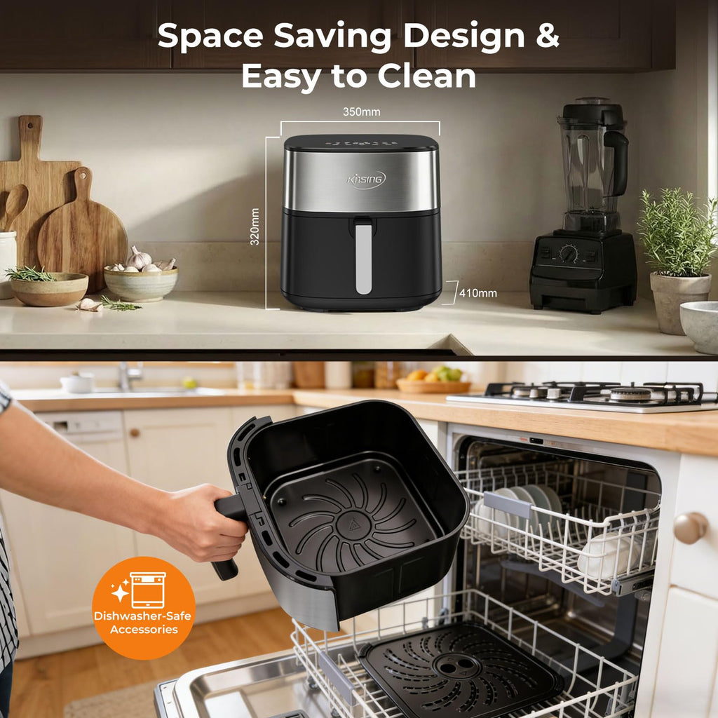 KINSING Air Fryer 8 in 1, XL 8.5 QT Large Airfryer with View Windows,MAX 400℉ for Crispy, 85% Less Oil, Fast Roast, Preheat, Shake, Bake, Non-Stick Basket for Easy Clean, With Professional Recipes