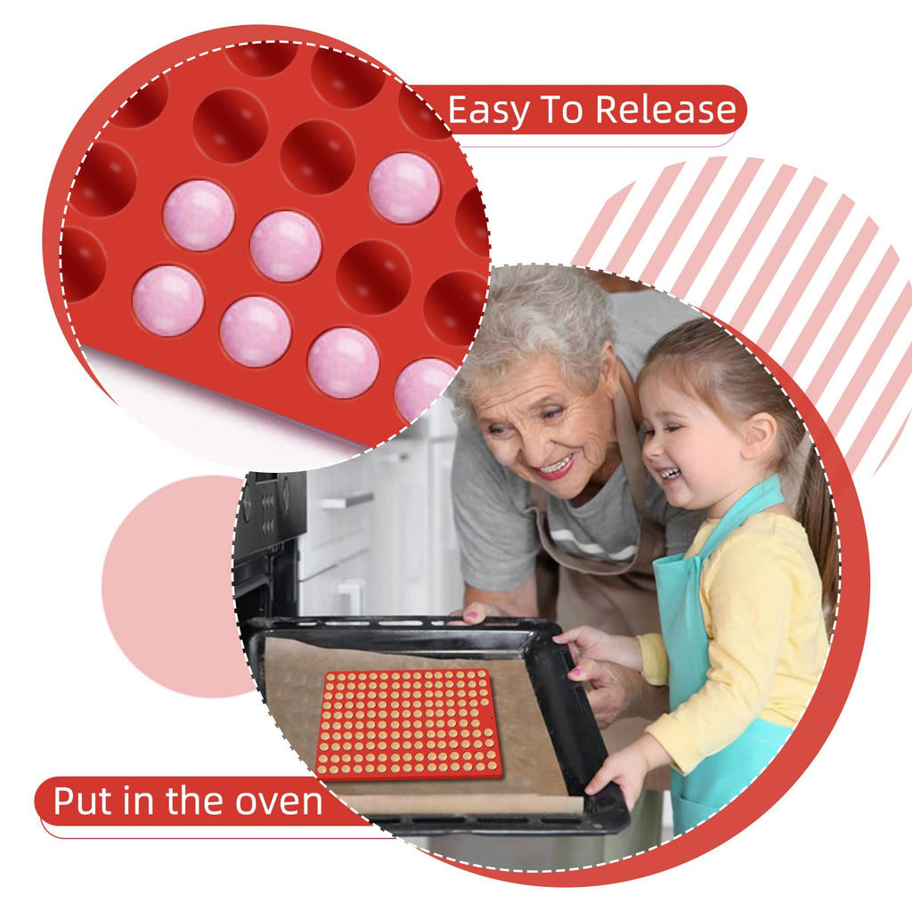 2 PCS Mini Silicone Molds, Dog Treat Molds,296 Cavity Mini Round Non-Stick Silicone Molds for Baking Biscuits, Cookie, Candy, Chocolate, Jelly Pet Dog Treats Mold (Mini Round)