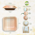 Raj Palm Leaf Disposable Heavy Duty 4" Square Bowls 400 Pack